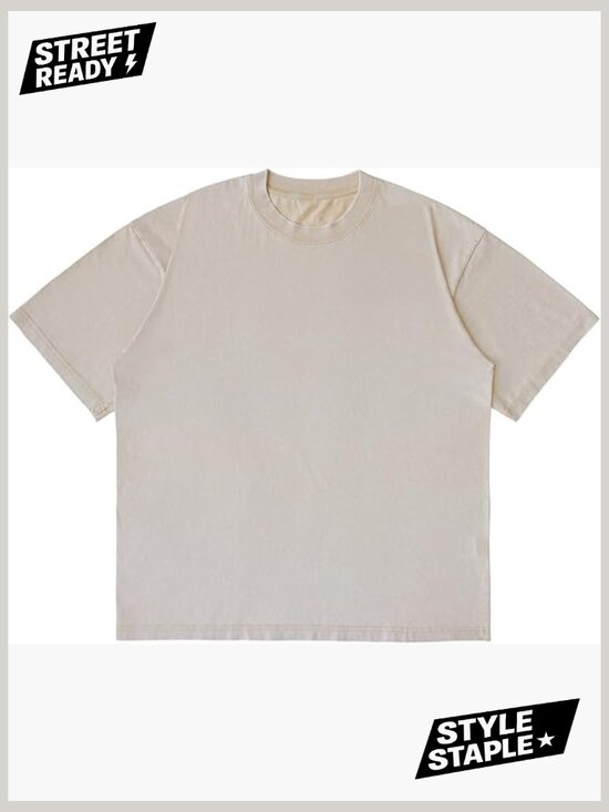 Tops - Vintage loose fit crewneck acid washed t-shirt oversized tee heavyweight cotton